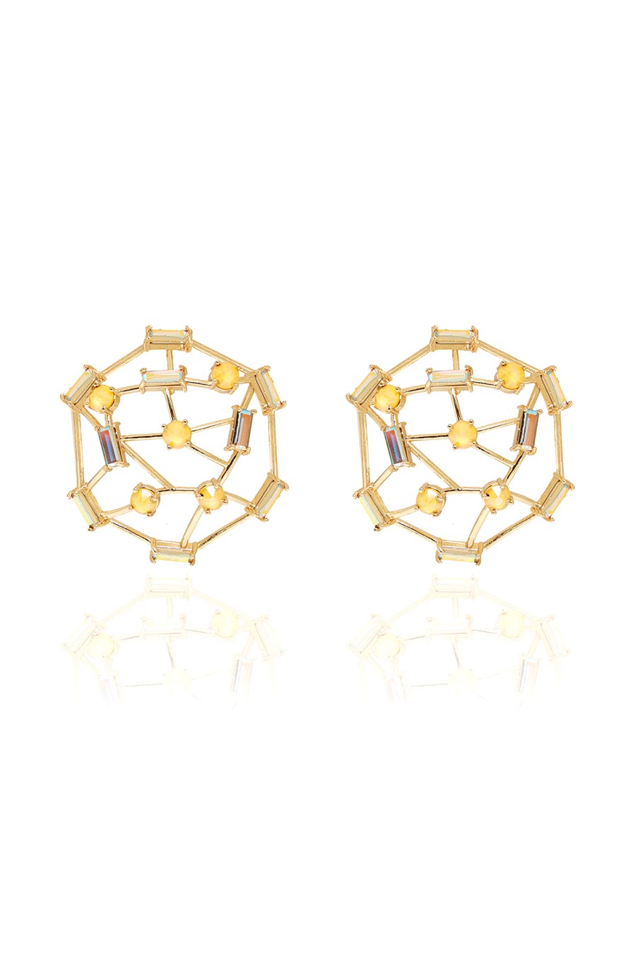 Candy Floss - Yellow Swarovski Cage Stud Earrings