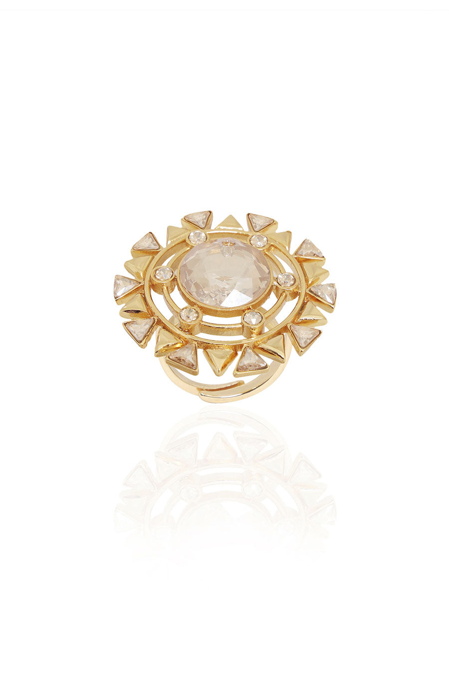 Blooming Daisy - Gold Swarovski Cocktail Ring