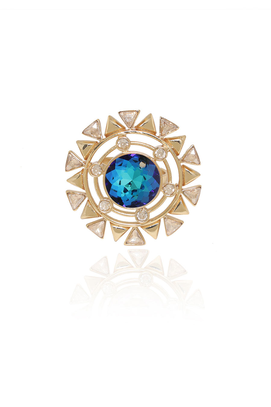 Blooming Daisy - Blue Swarovski Cocktail Ring