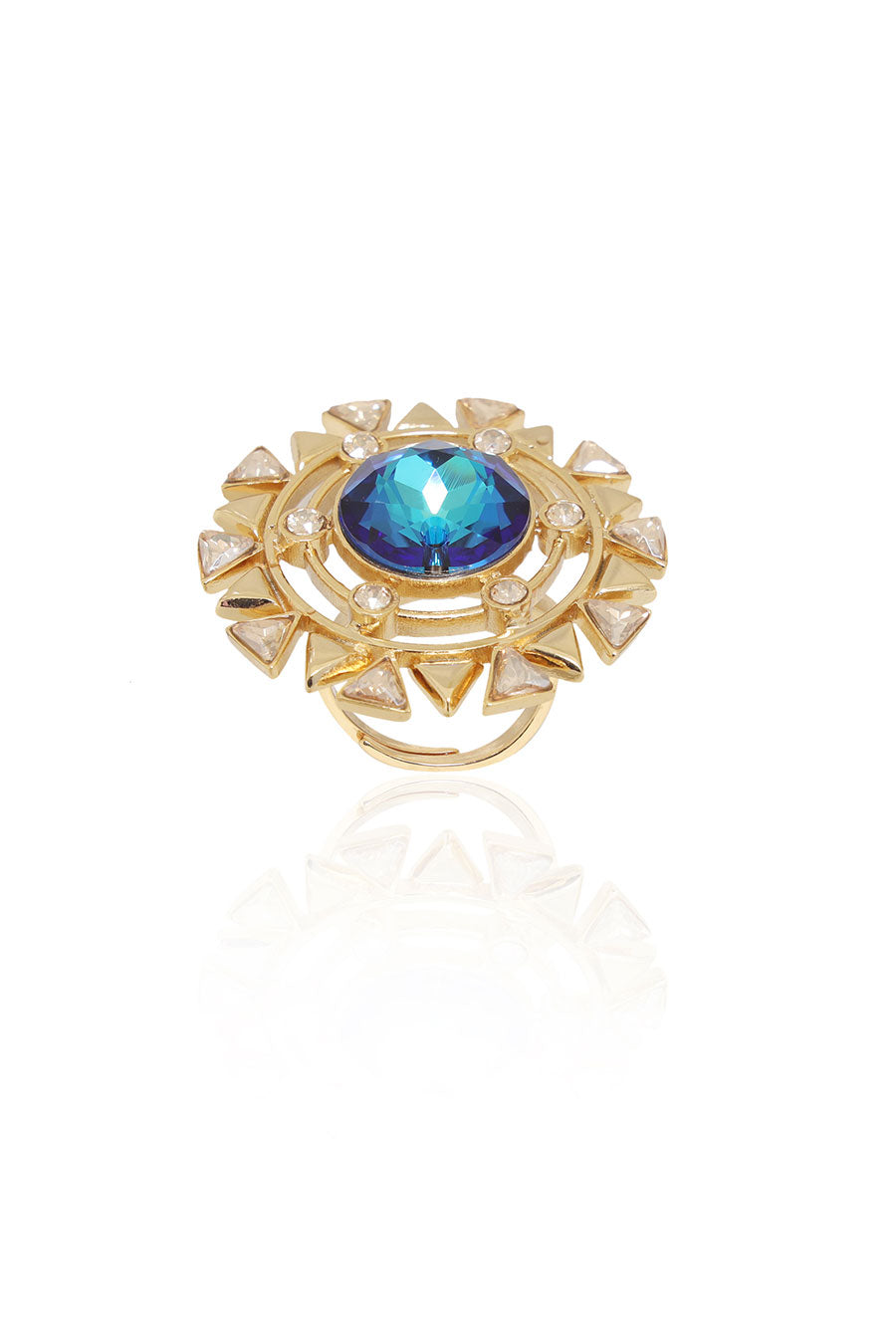 Blooming Daisy - Blue Swarovski Cocktail Ring