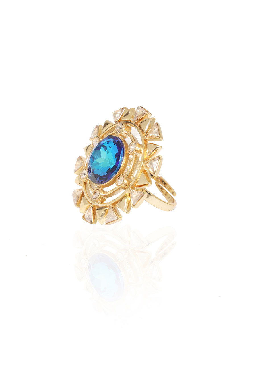 Blooming Daisy - Blue Swarovski Cocktail Ring