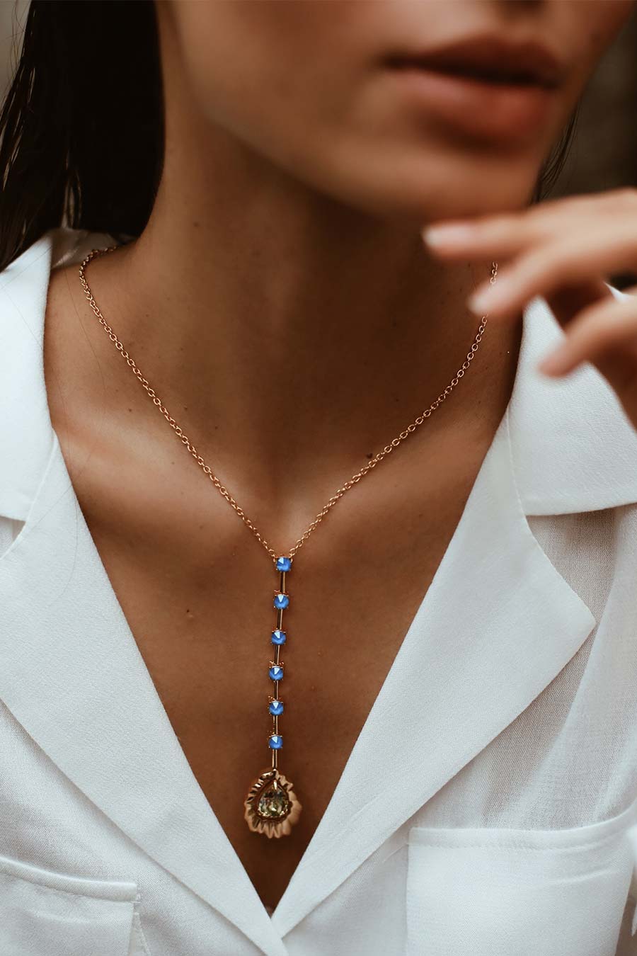 Blue Swarovski Rio Y Pendant