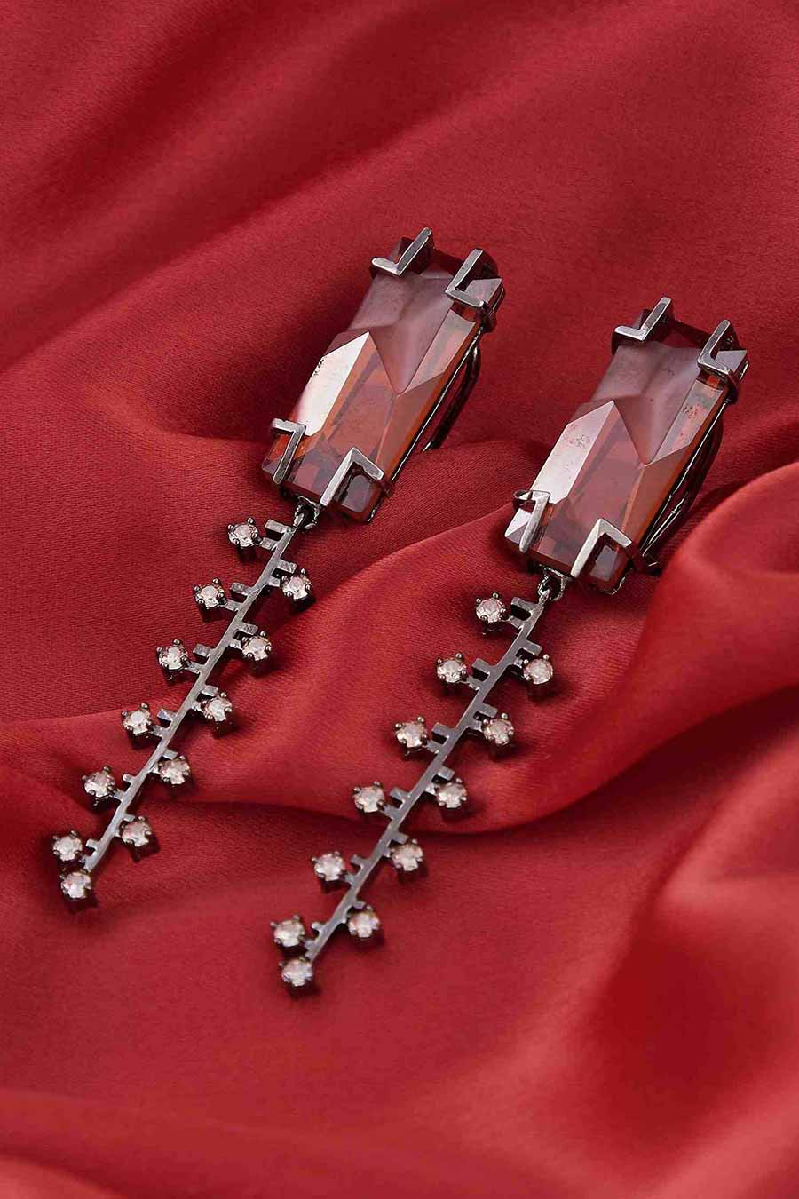 Red Swarovski Dangler Zip Earrings