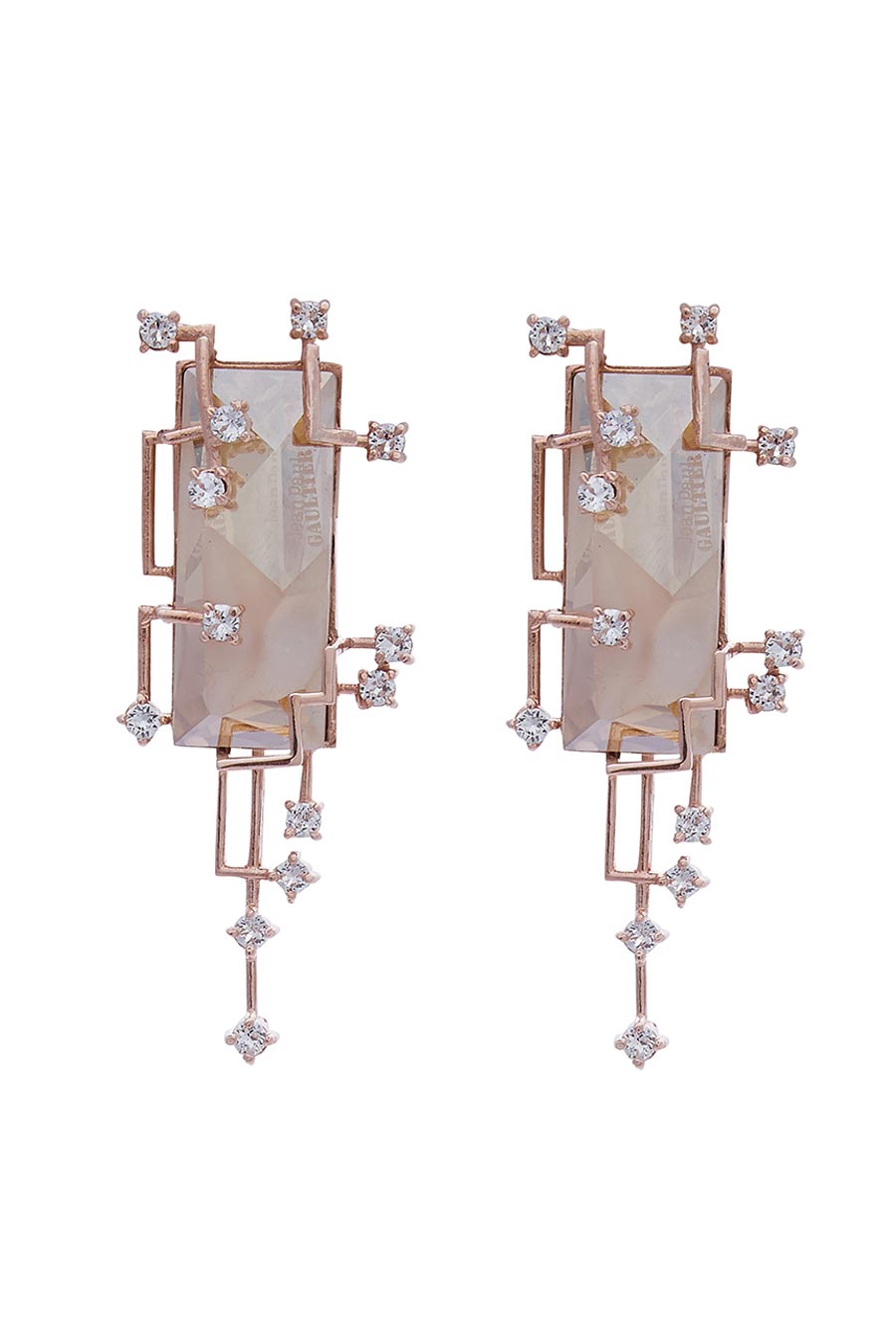 Golden Shadow Swarovski Long Stud Earrings