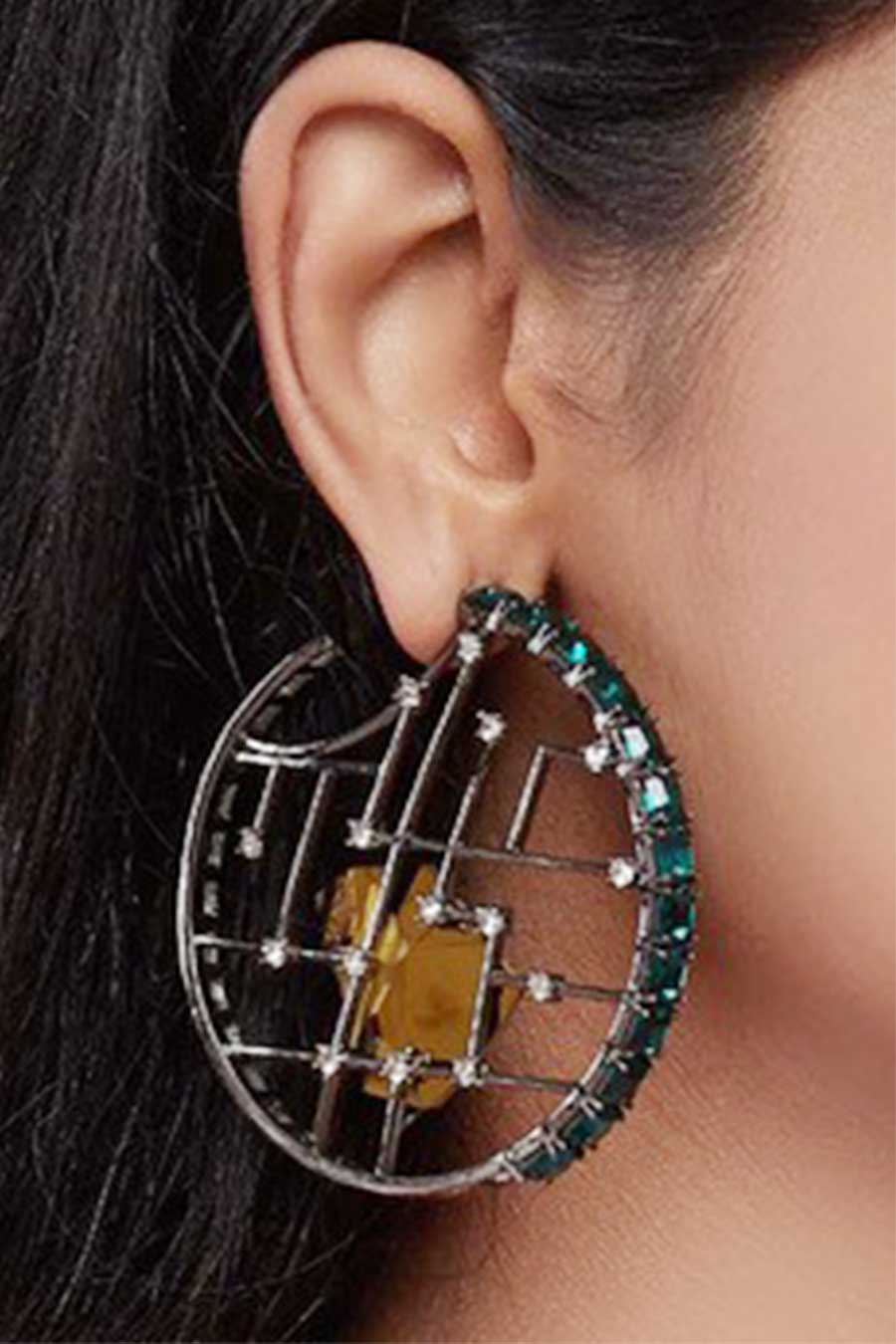 Dorado Gold Swarovski Hoop Earrings