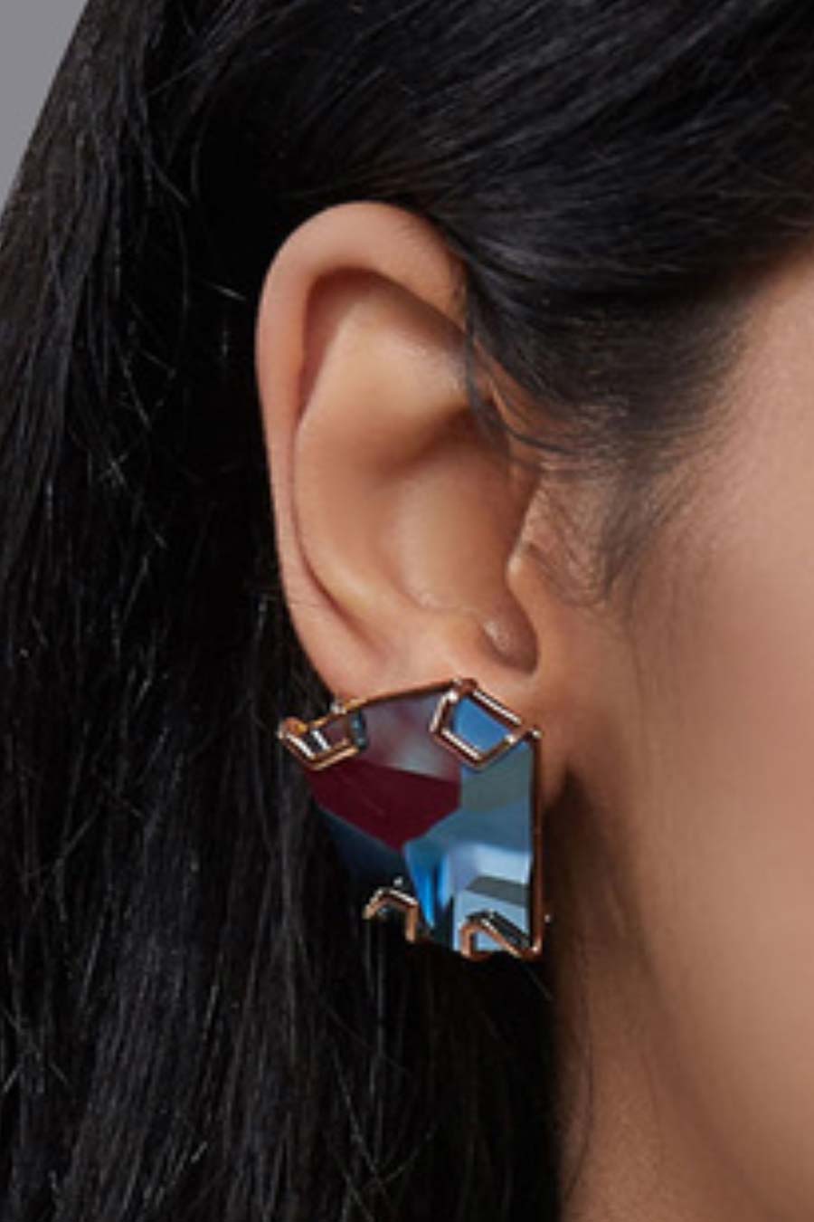 Metallic Blue Swarovski Stud Earrings
