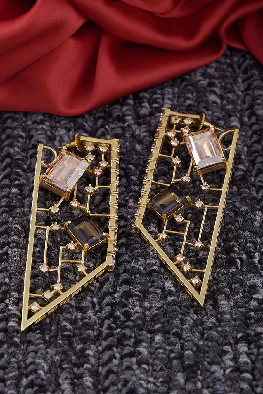 Gold Swarovski Dangler Earrings