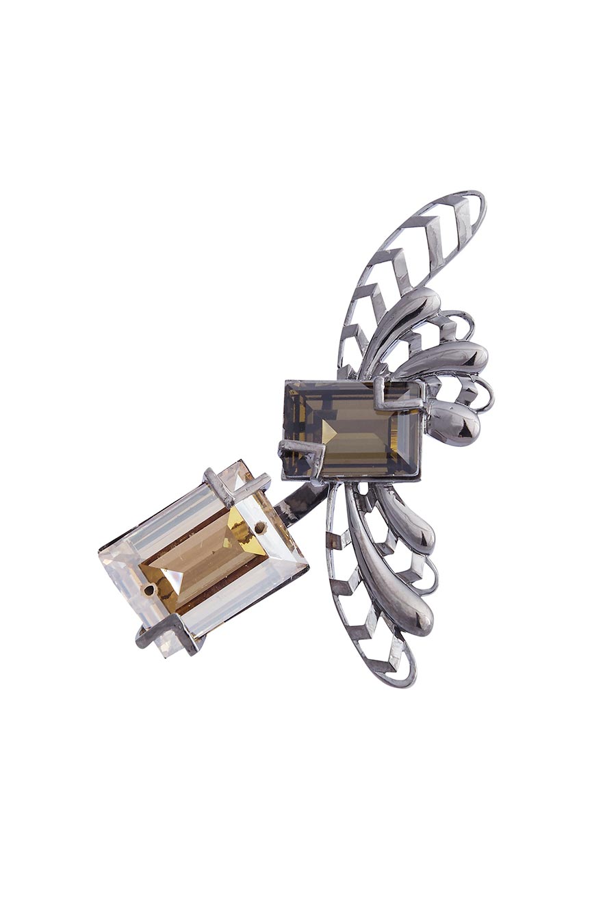 Gun Metal Swarovski Fly Cocktail Ring