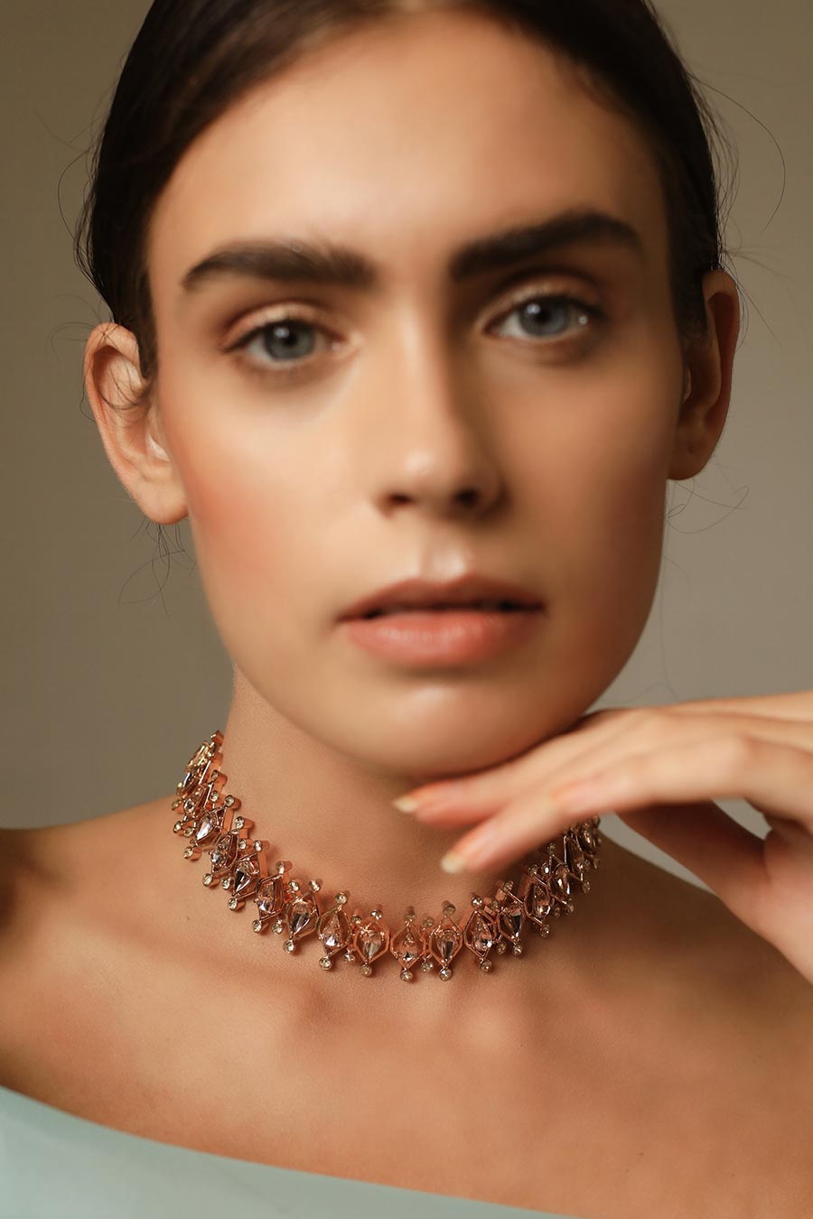 Pink & Rose Gold Swarovski Lambada Choker