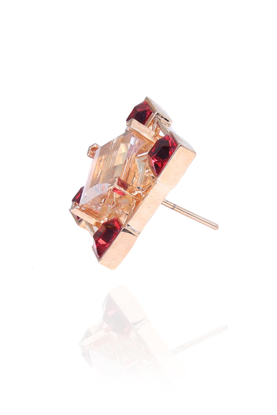 Red & Gold Swarovski Quardille Stud Earrings