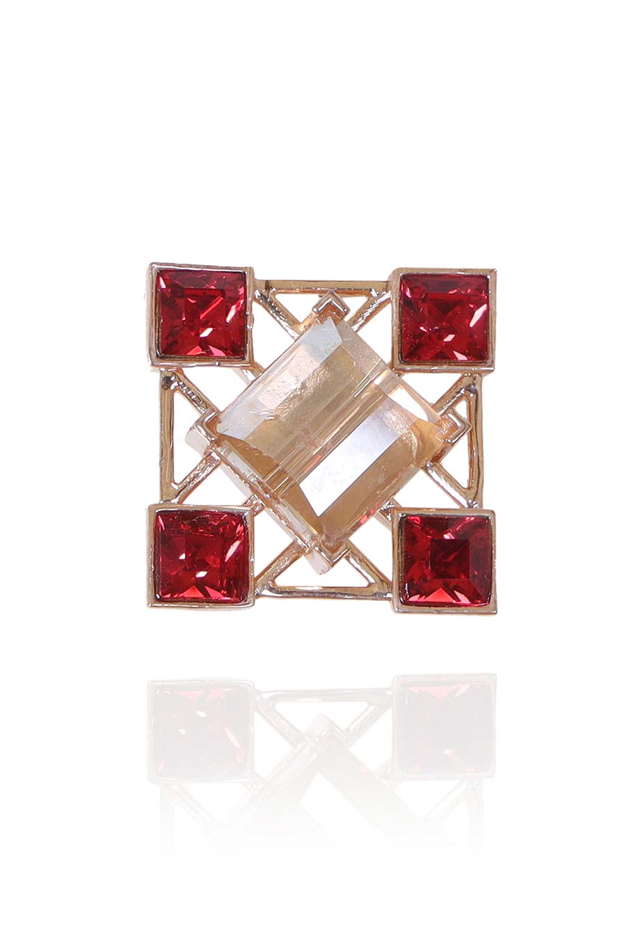 Red & Gold Swarovski Quardille Stud Earrings