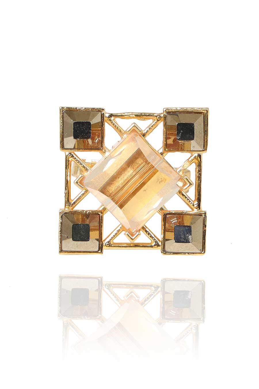 Grey & Gold Swarovski Quardille Stud Earrings