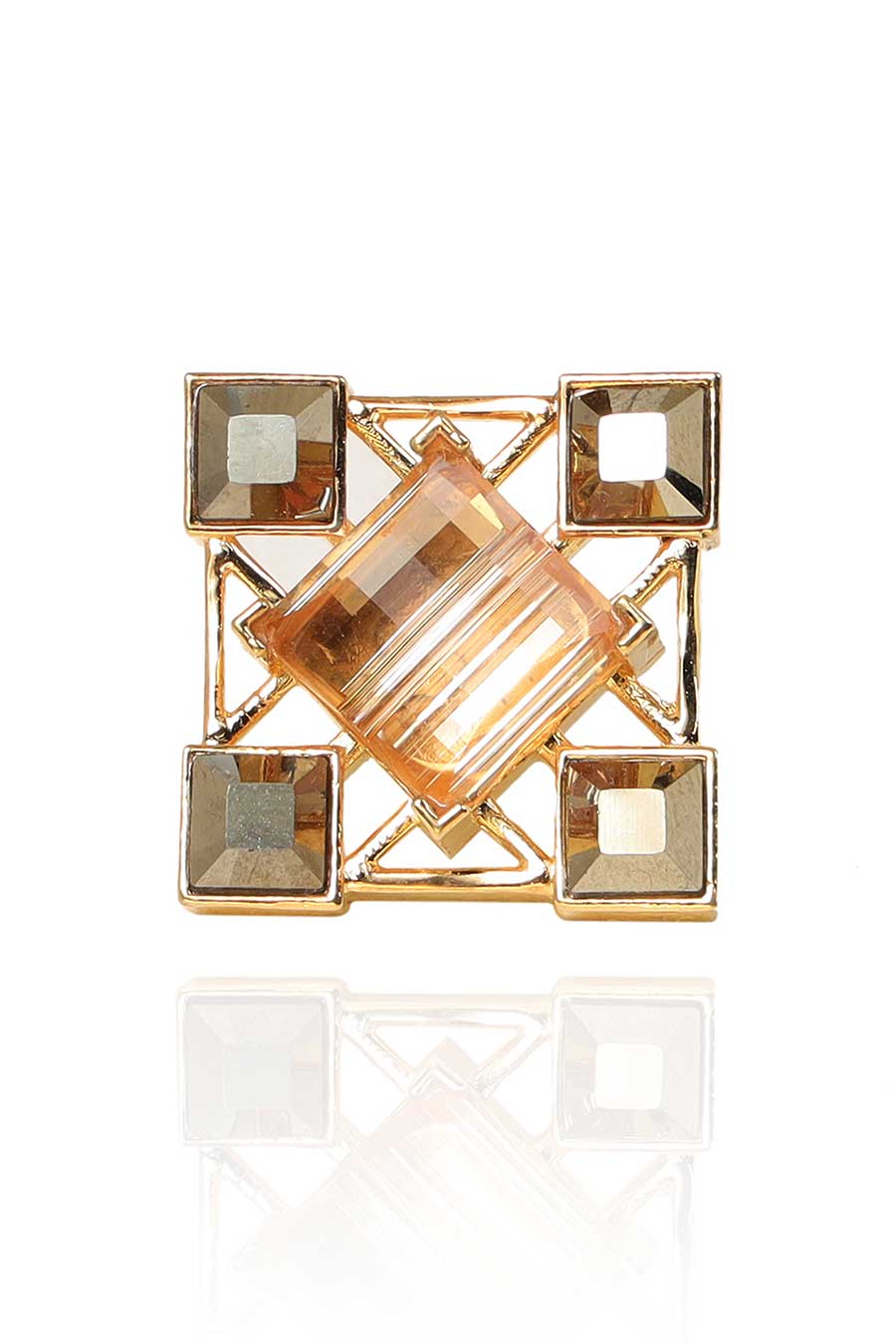 Grey & Gold Swarovski Quardille Stud Earrings