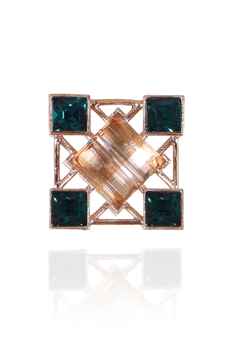 Green & Gold Swarovski Quardille Stud Earrings