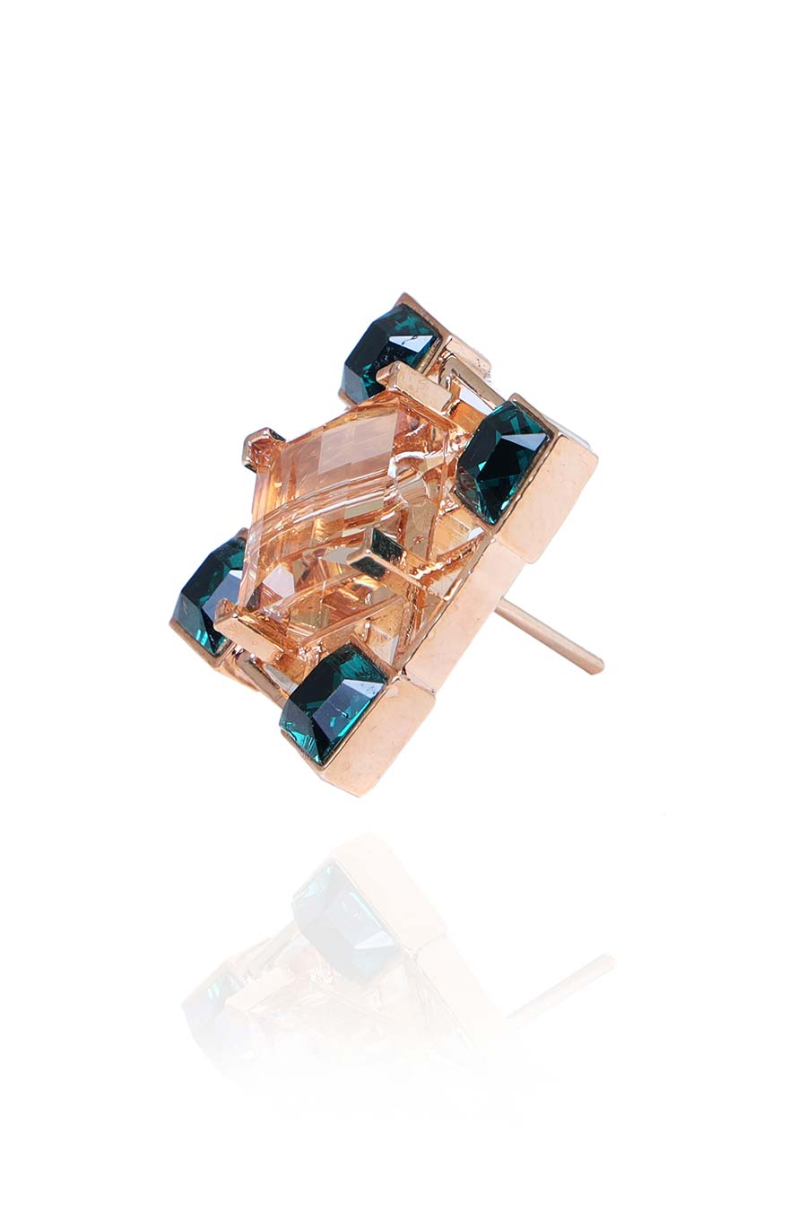 Green & Gold Swarovski Quardille Stud Earrings