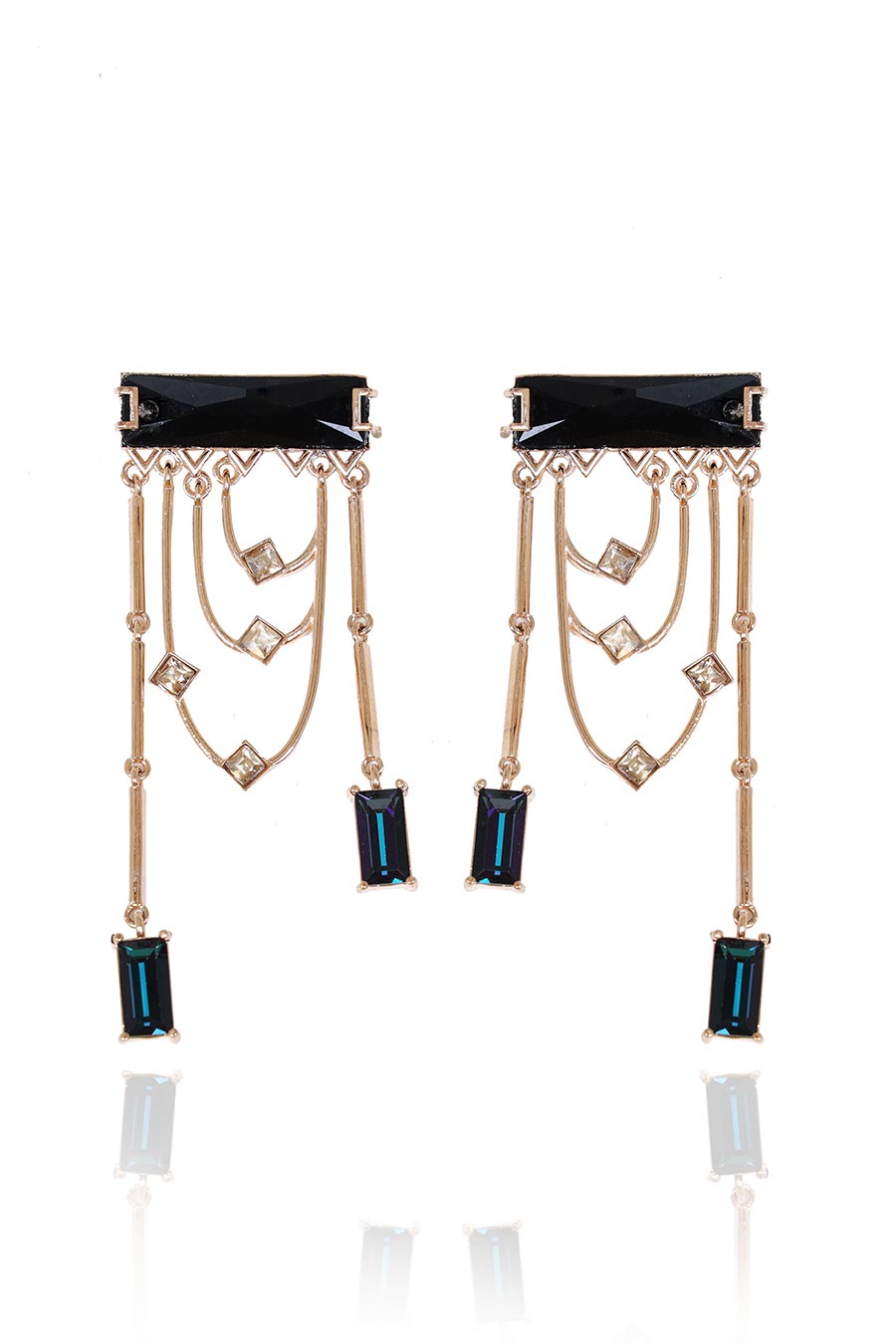 Black & Blue Swarovski Tango Earrings