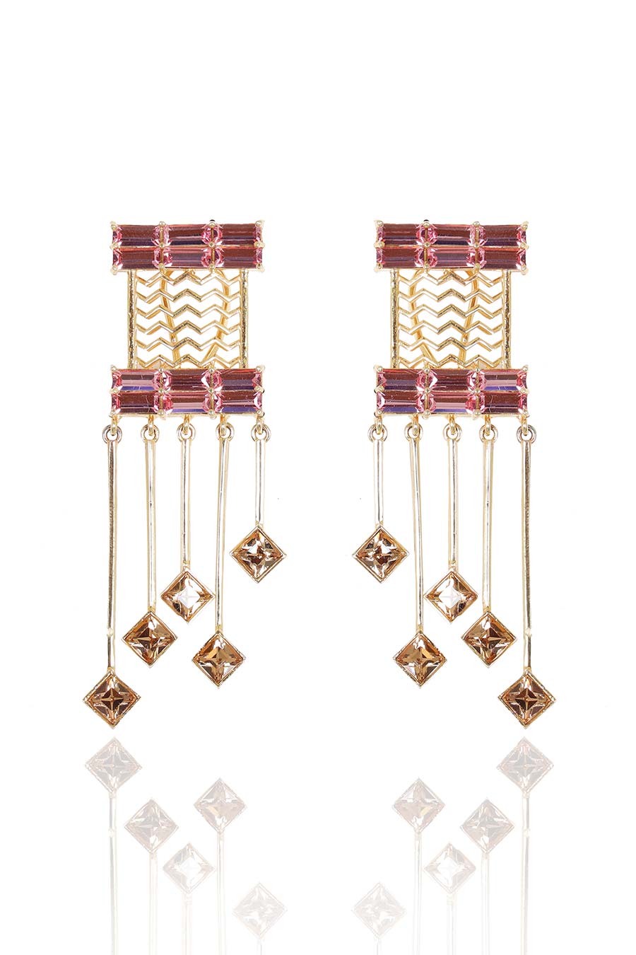 Pink & Gold Swarovski Cancan Earrings
