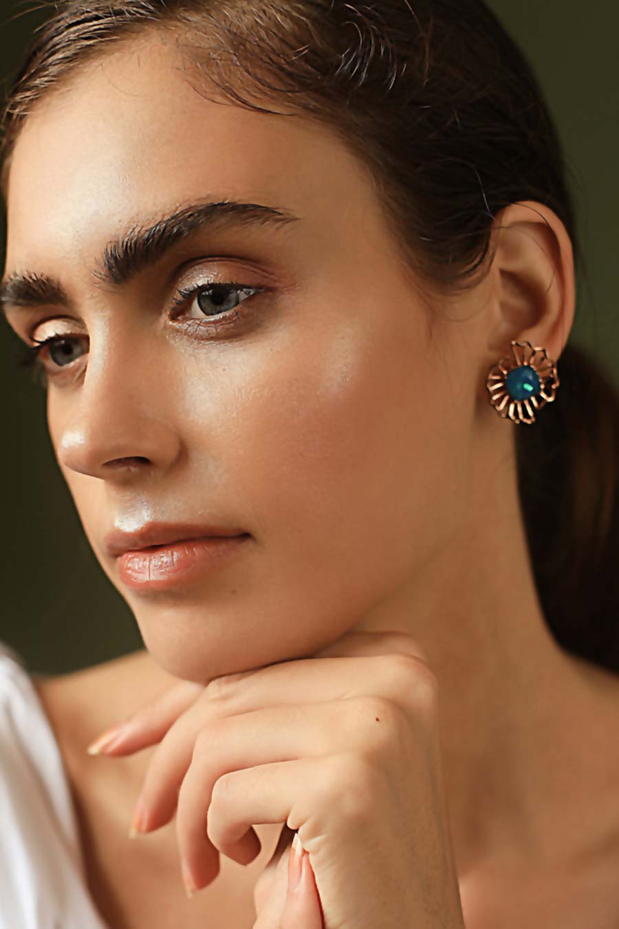 Turquoise Swarovski Barong Stud Earrings
