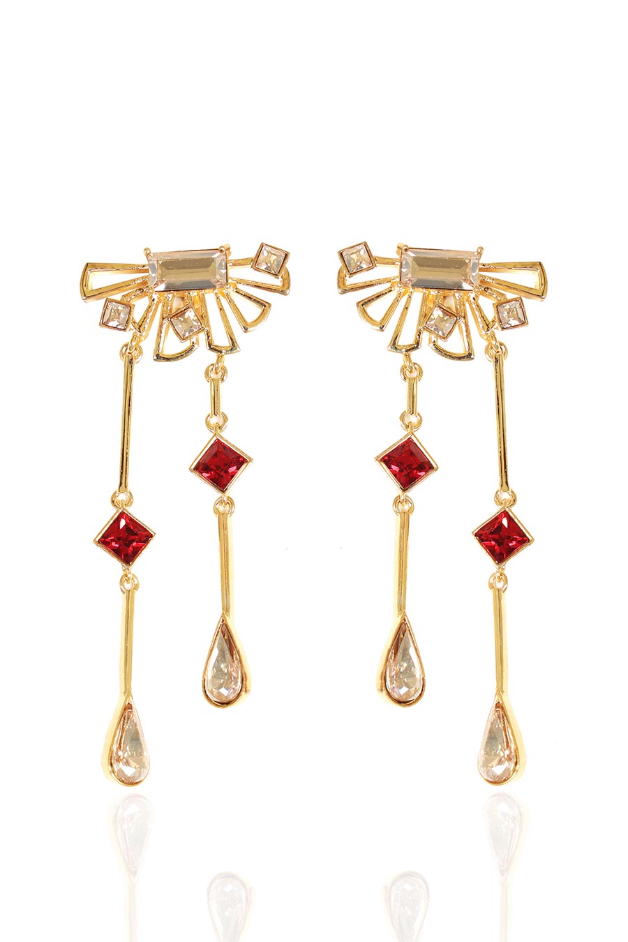 Gold & Red Swarovski Waltz Earrings
