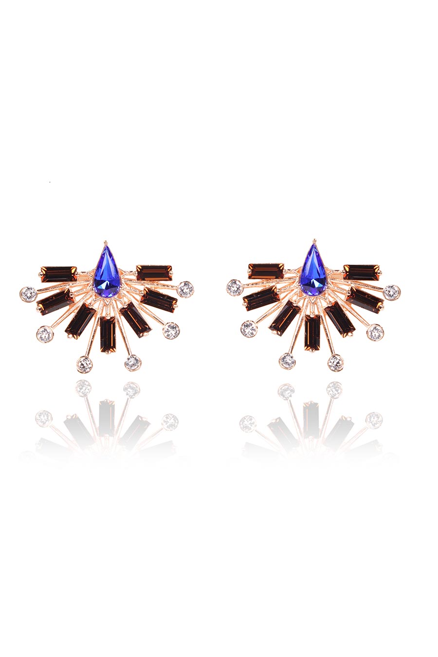 Blue & Brown Swarovski Bolero Stud Earrings