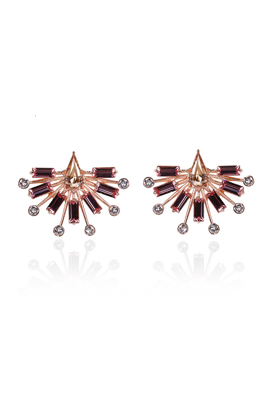 Gold & Pink Swarovski Bolero Stud Earrings