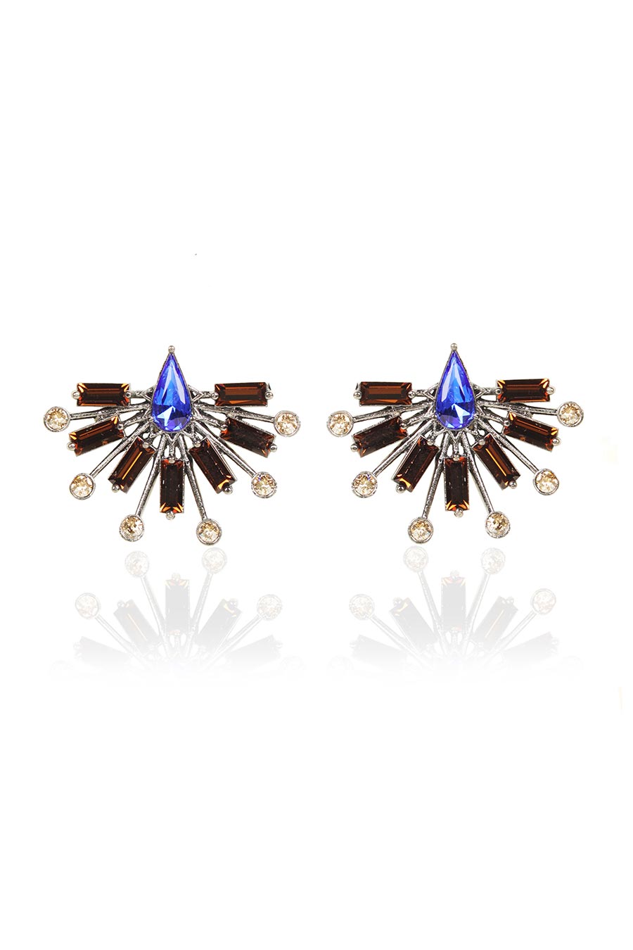 Blue & Brown Swarovski Bolero Stud Earrings