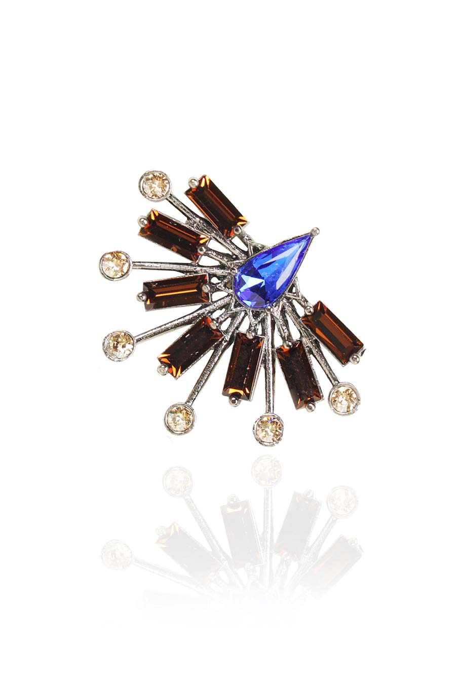 Blue & Brown Swarovski Bolero Stud Earrings