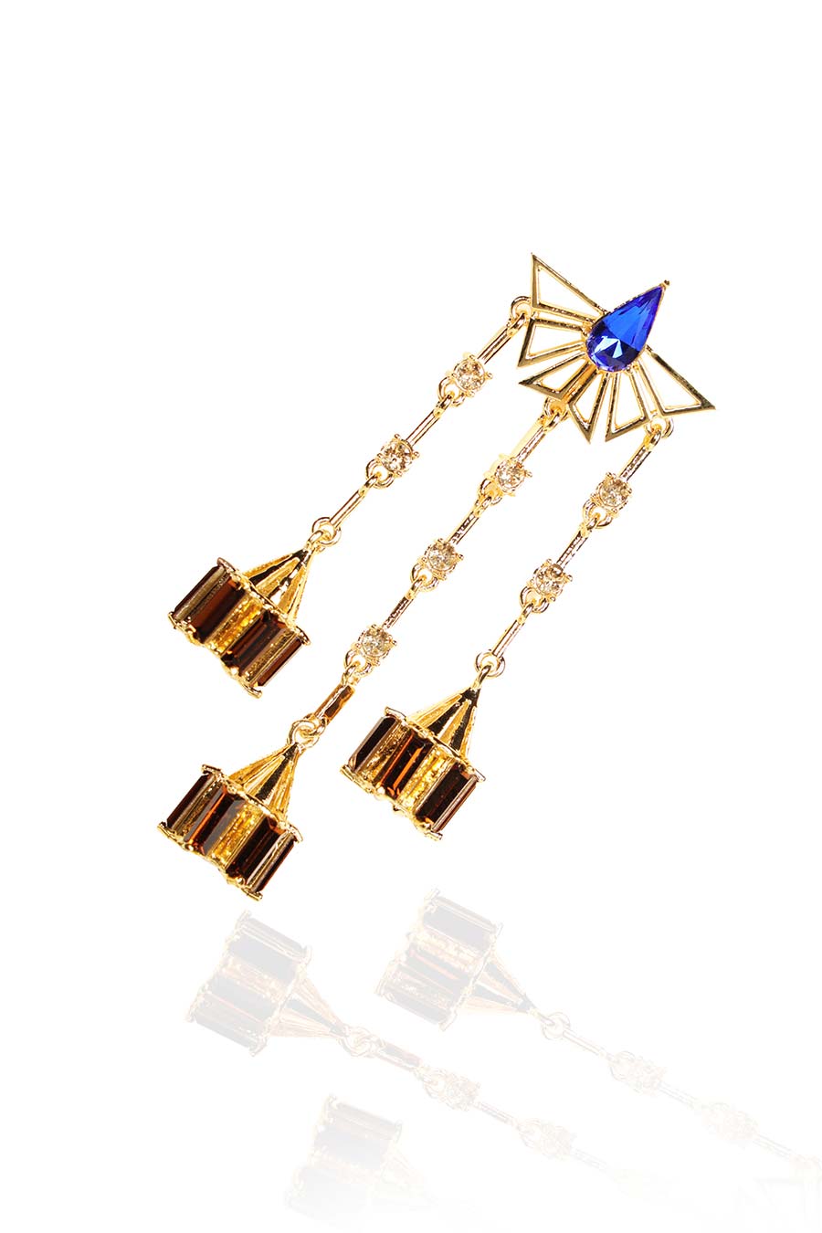 Blue & Brown Swarovski Bihu Earrings