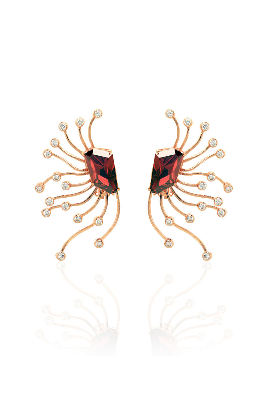 Crane Red Magma Swarovski Earrings
