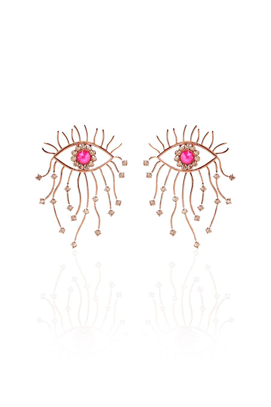 Owl Evil Eye Pink Swarovski Earrings