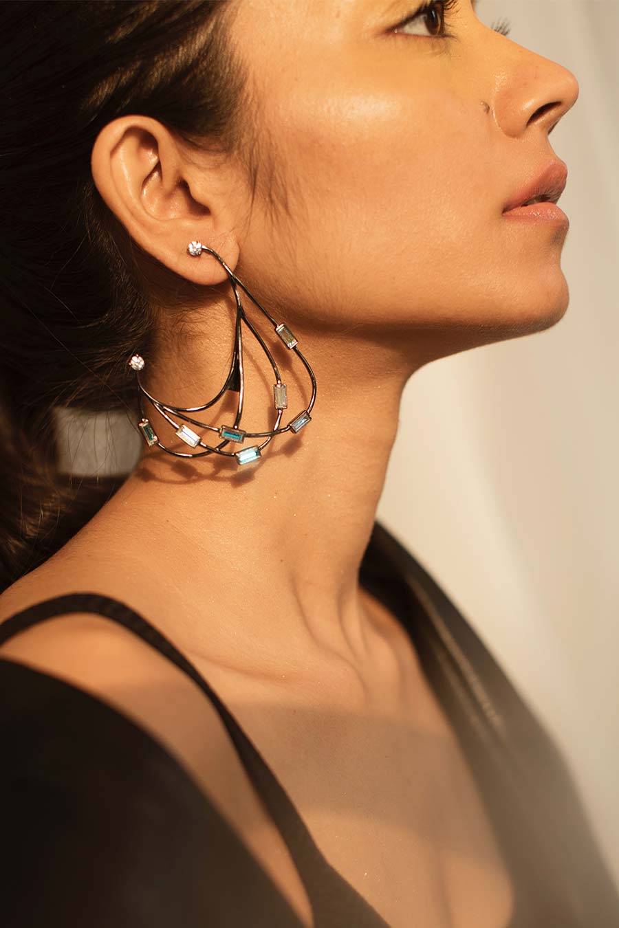 Raven Swarovski Gunmetal Earrings