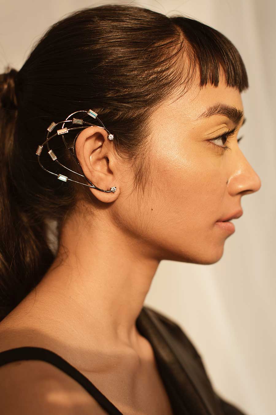 Raven Swarovski Gunmetal Earrings