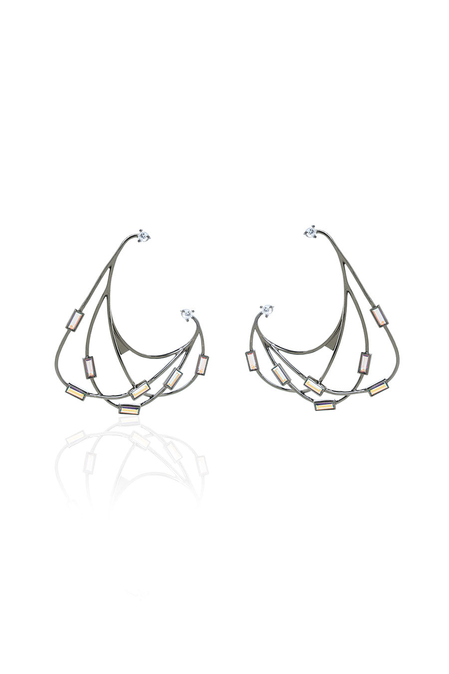 Raven Swarovski Gunmetal Earrings