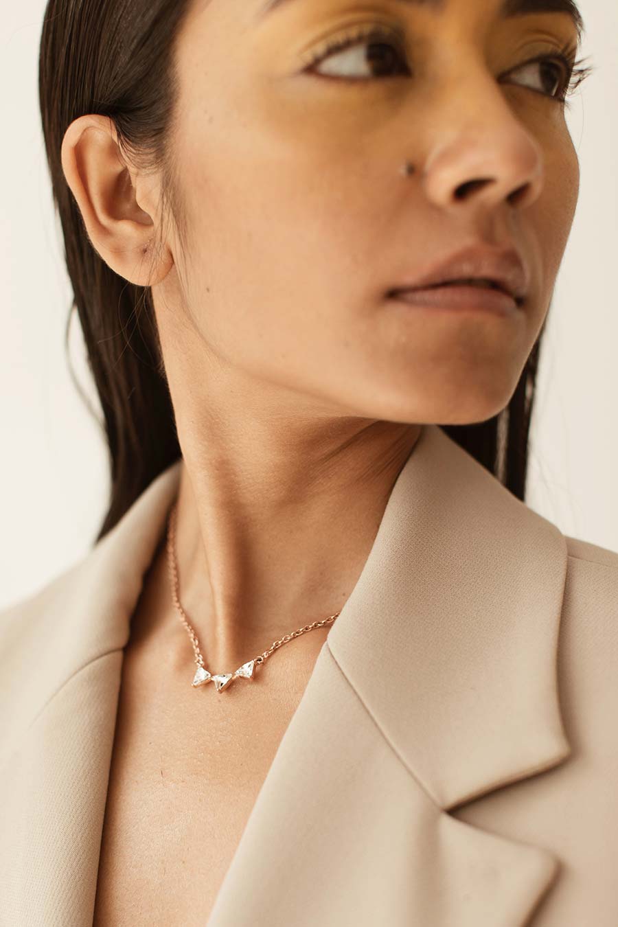 Robin Tri-Swarovski Rose Gold Necklace