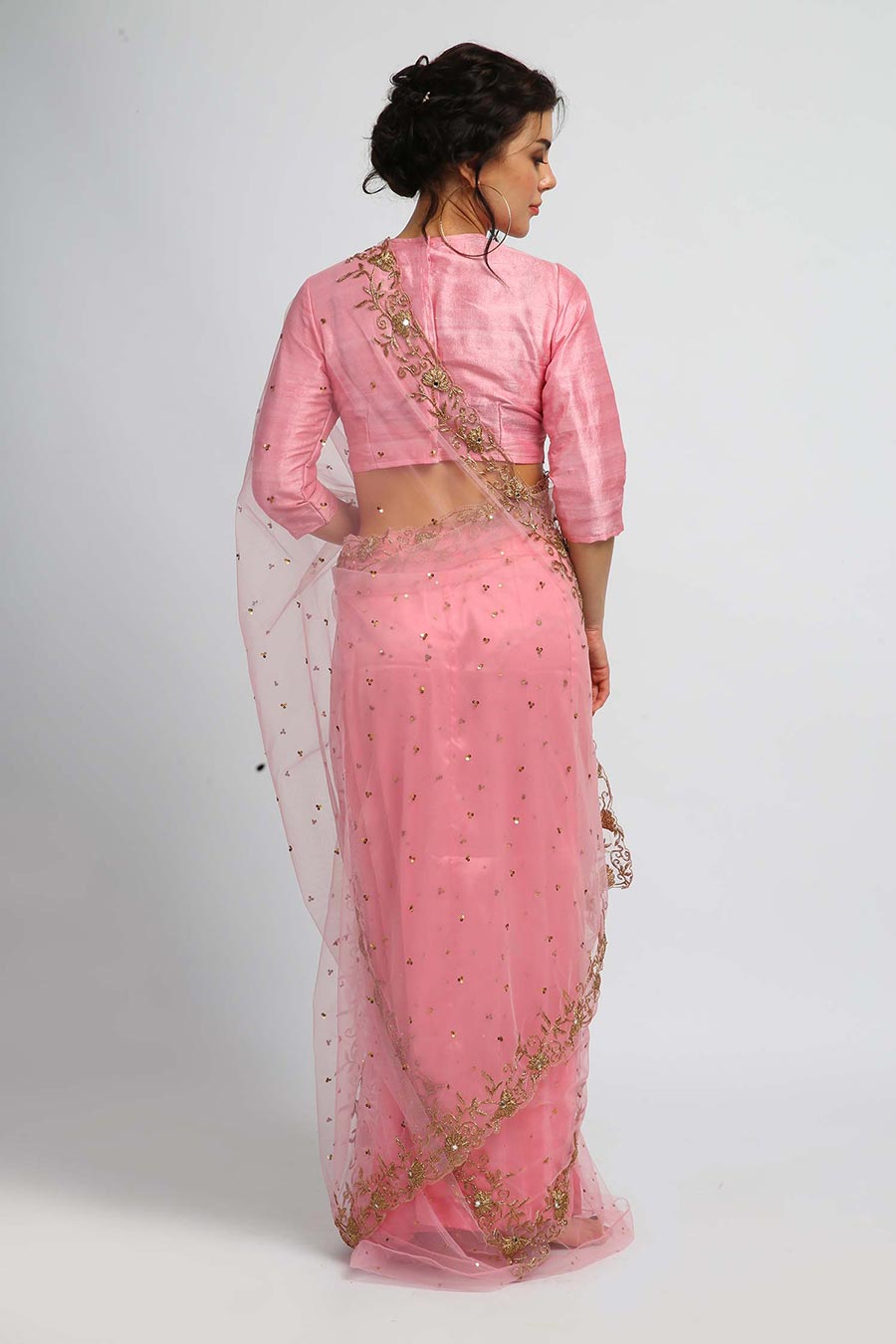 Intrigued Pink Embellished Saree