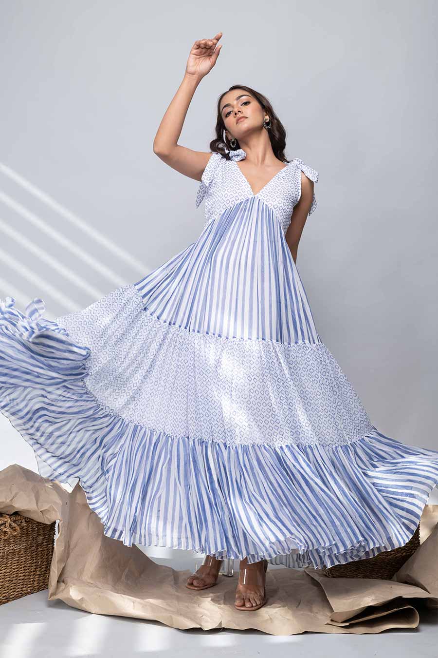 PLUMERIA - Blue Printed Maxi Dress