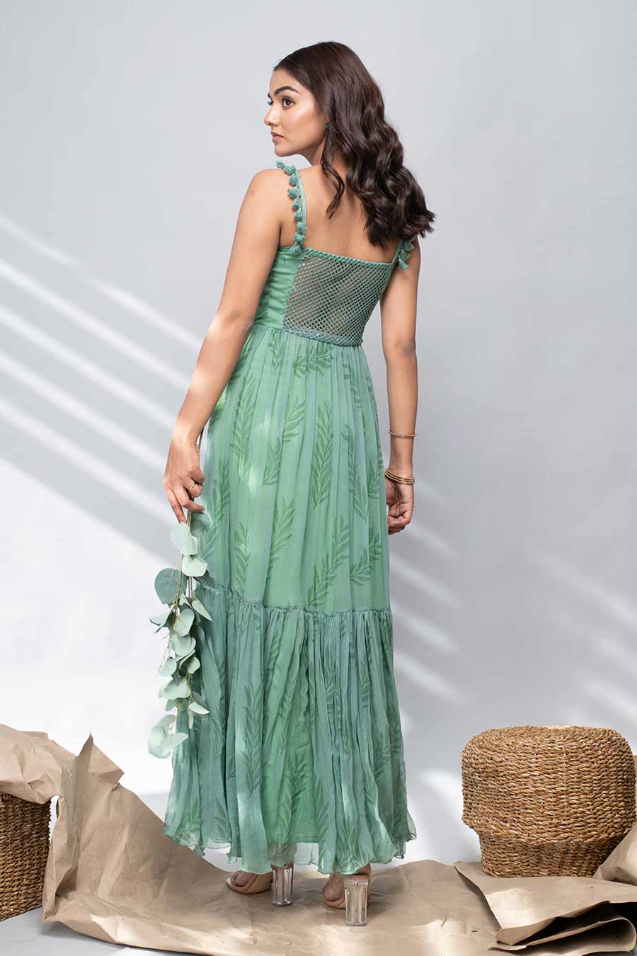 DAHLIA - Green Printed Maxi Dress