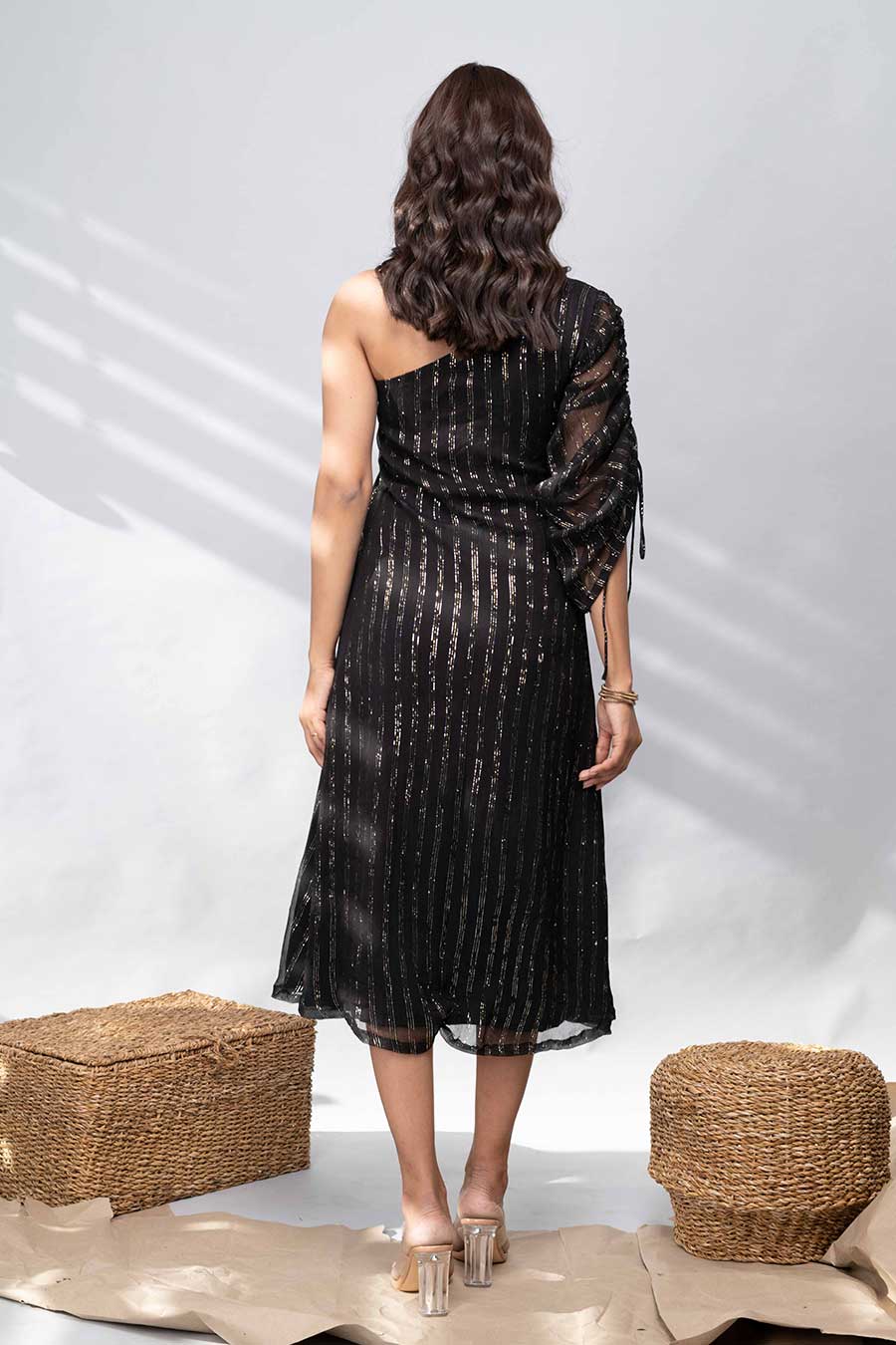 GLORIOSA - Black One Shoulder Dress