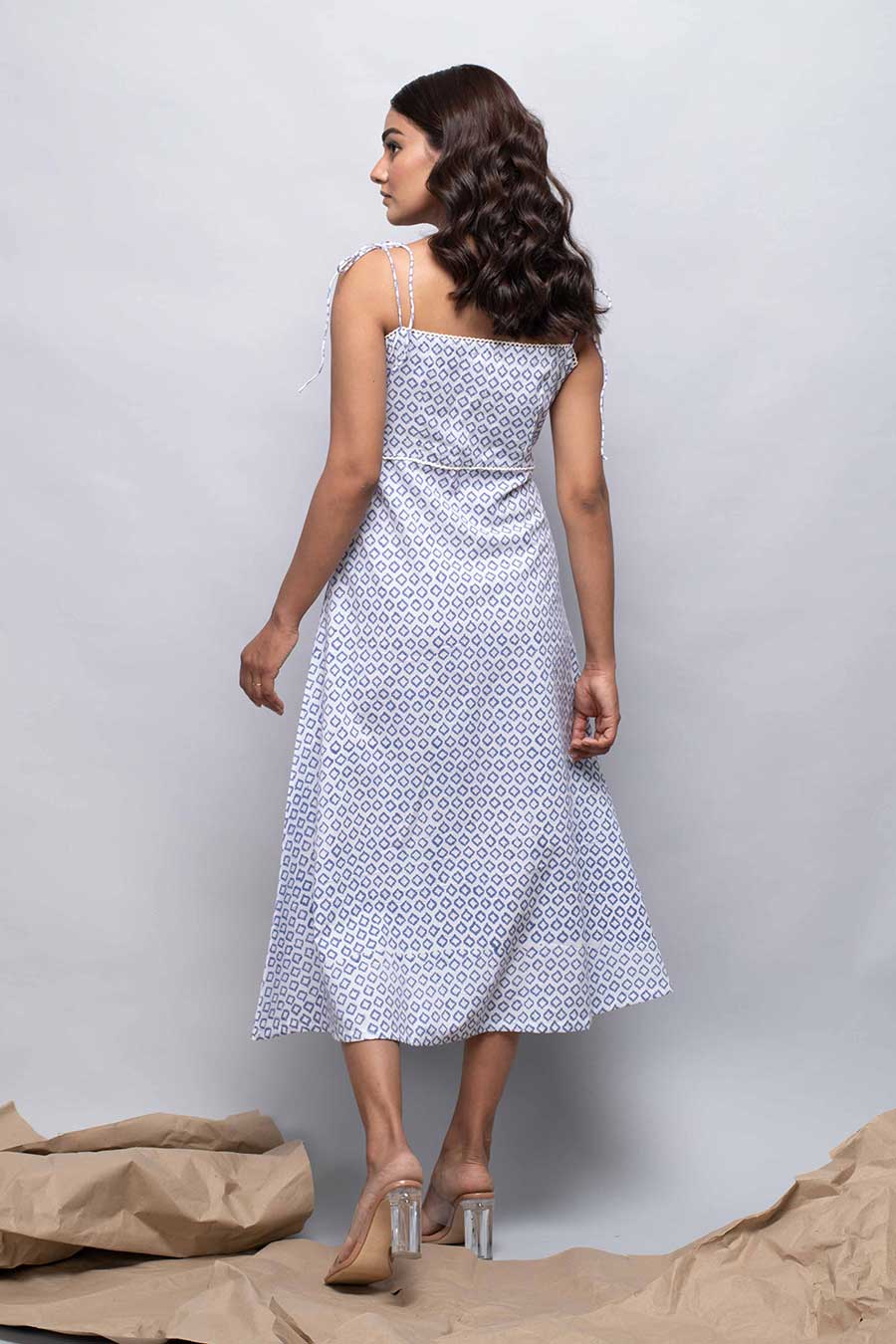 DAYLILY - Blue & White Printed Dress