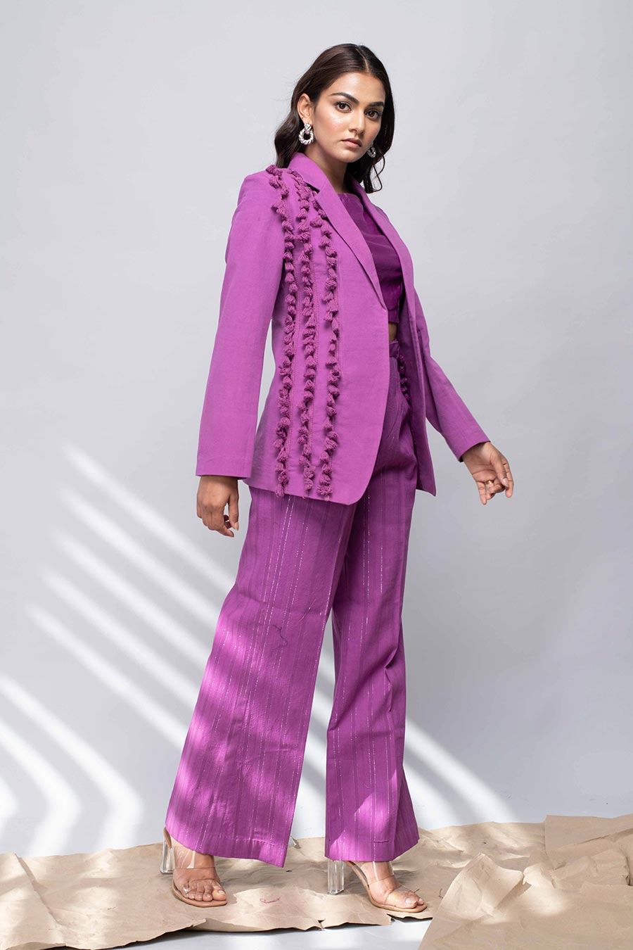 LAVENDER - Top & Pant Set With Coat