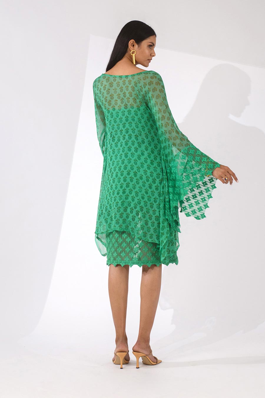 SCARLETT - Green Crochet Dress & Shrug Set