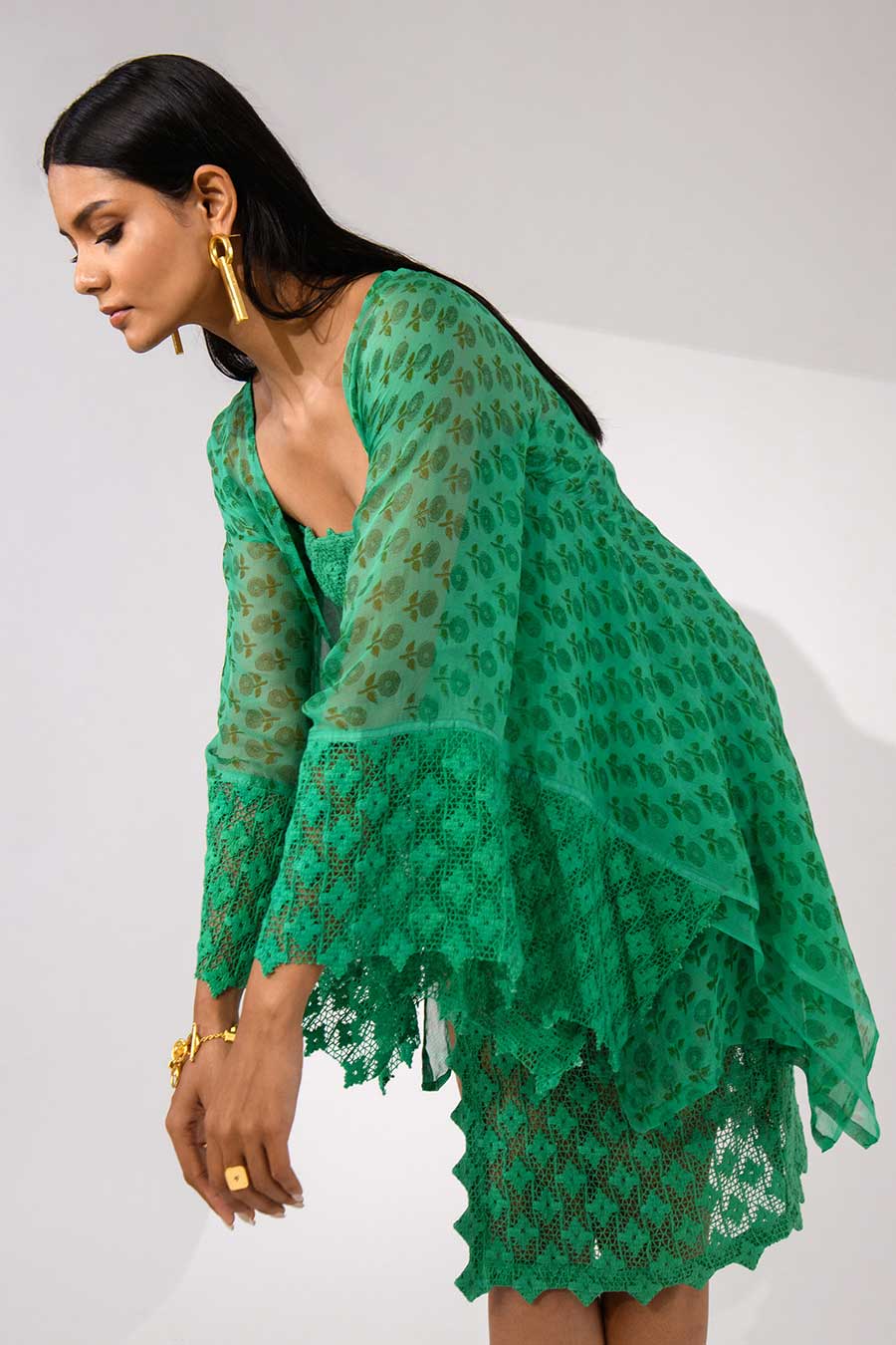 SCARLETT - Green Crochet Dress & Shrug Set