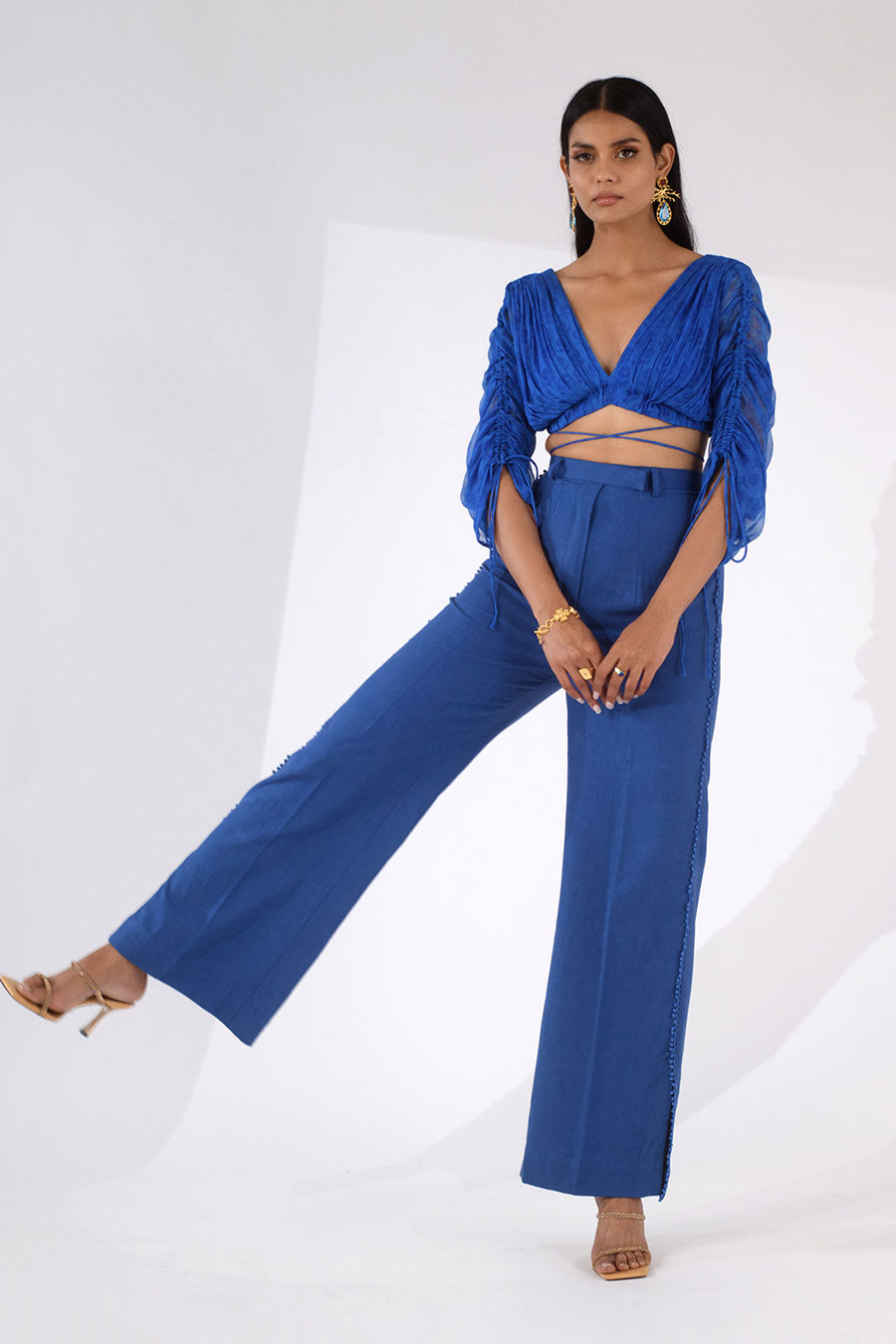 IVY - Blue Printed Top & Pants Co-Ord Set