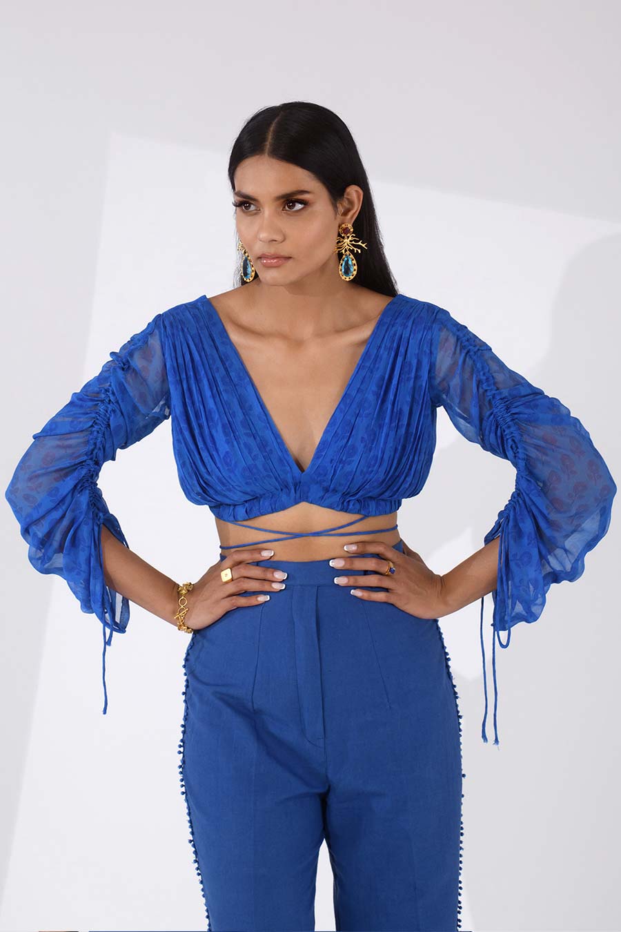 IVY - Blue Printed Top & Pants Co-Ord Set