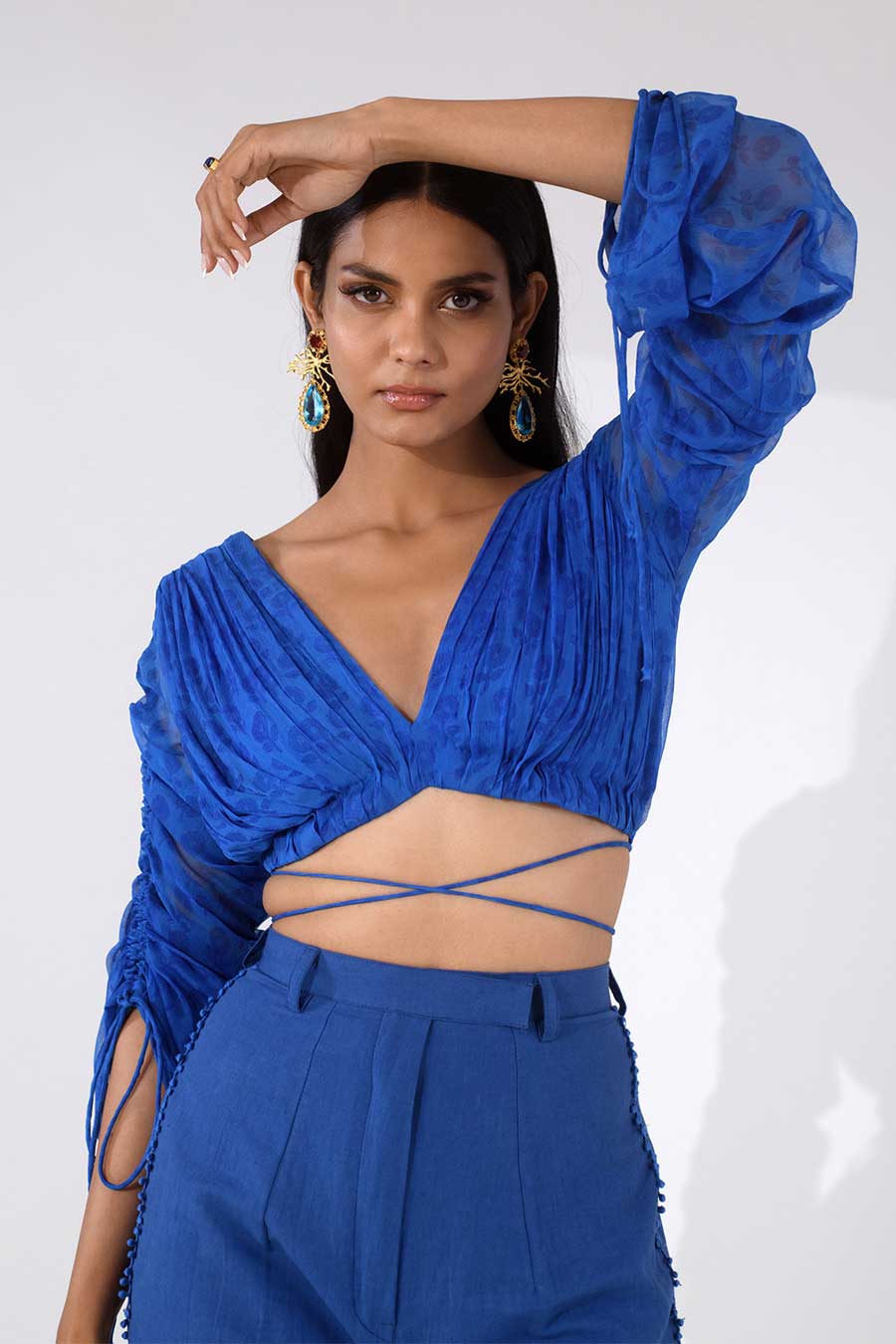 IVY - Blue Printed Top & Pants Co-Ord Set