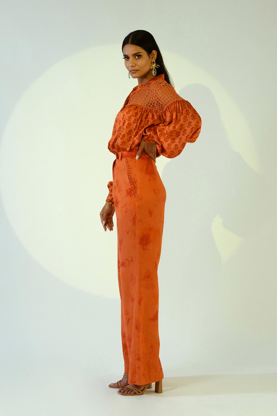 VICTORIA - Rust Shirt & Pant Co-Ord Set