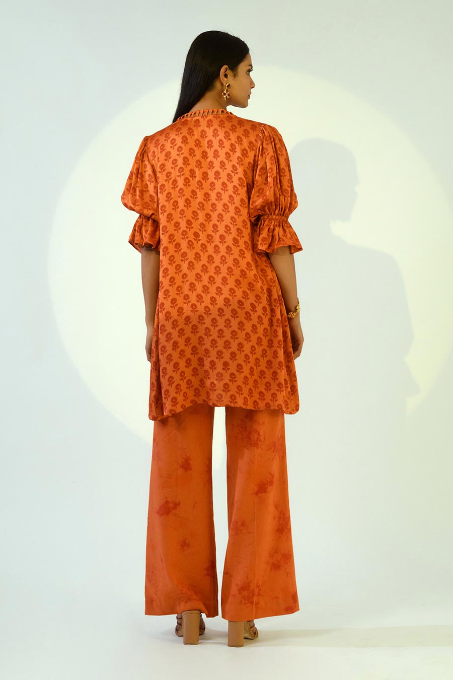 EVELYN - Rust Top & Pant Set With Shrug