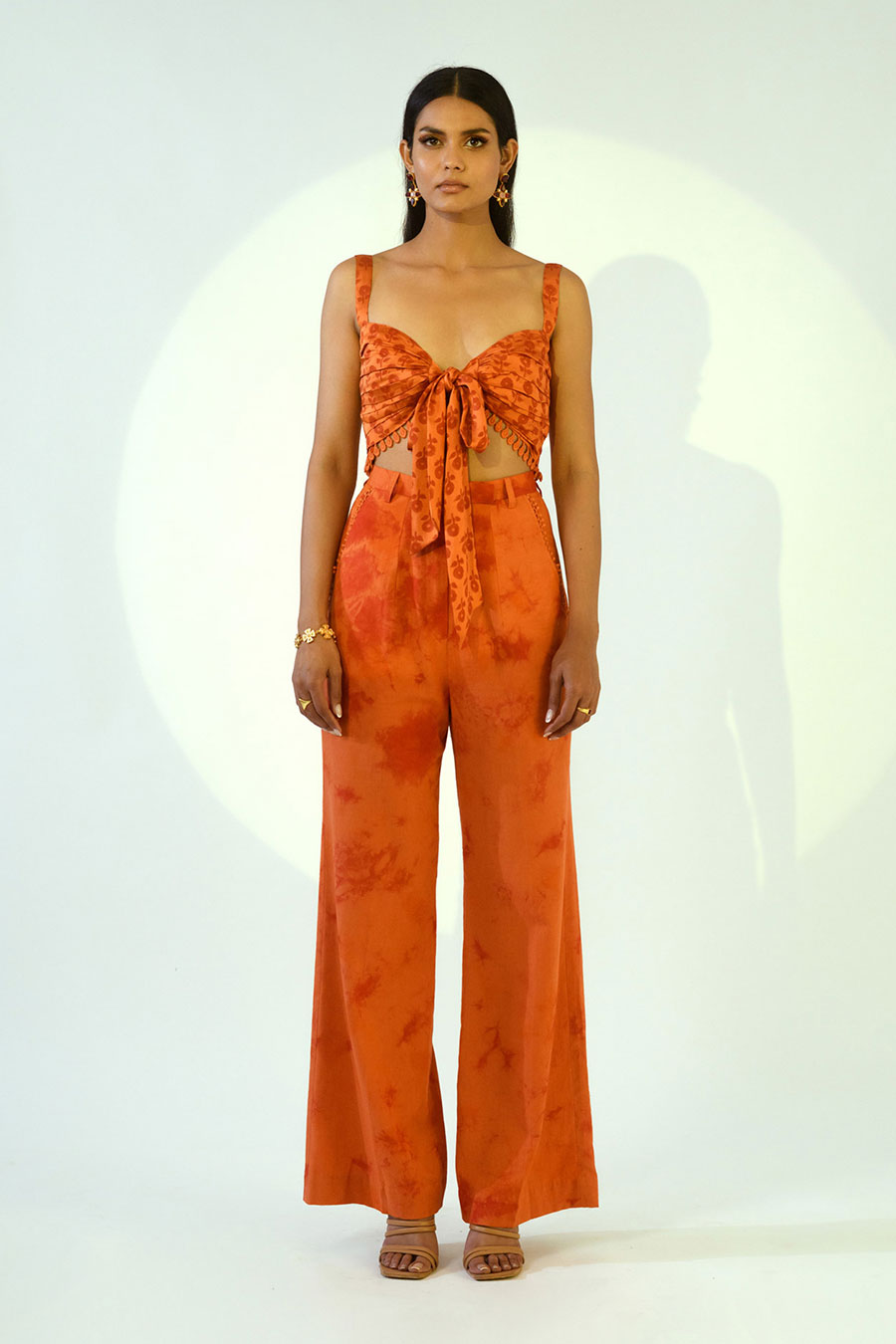 EVELYN - Rust Top & Pant Set With Shrug