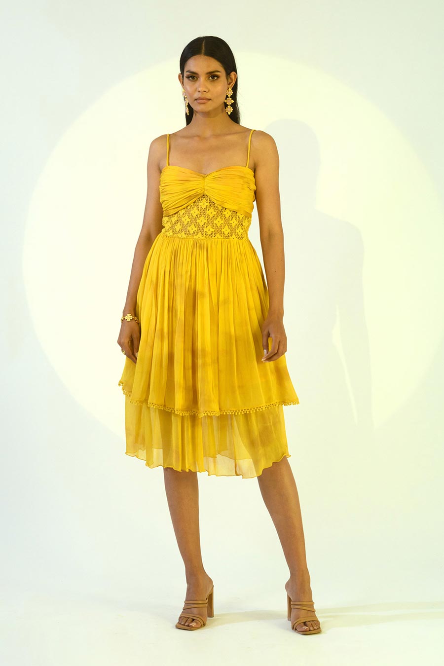 ZOE - Yellow Tie-Dye Lace Strappy Dress