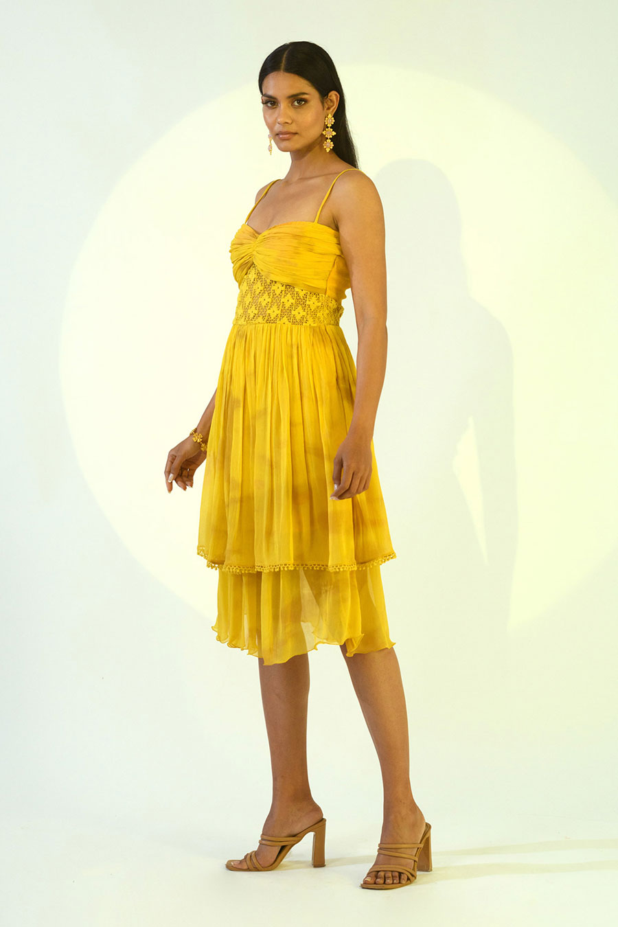 ZOE - Yellow Tie-Dye Lace Strappy Dress